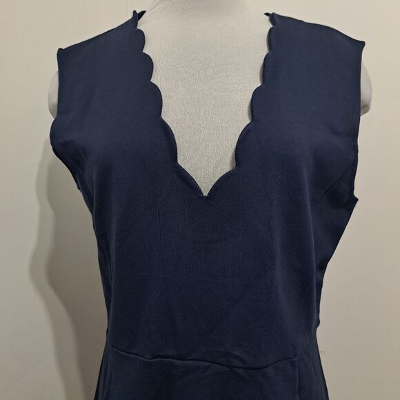 French Connection Lula Scalloped Edge V Neck  Mini Dress Duchess Blue  Sz 12 NWT - Picture 13 of 13